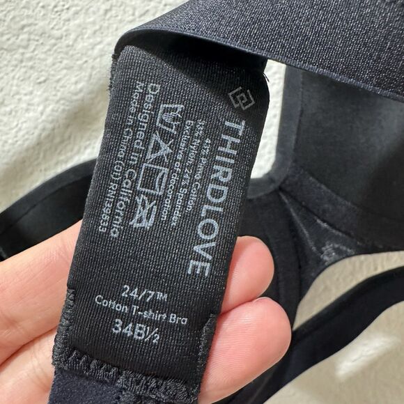 ThirdLove Bra Womens 36B 1/2 24/7 T-Shirt Black Lightly Lined Pima Cotton NEW - Picture 5 of 5